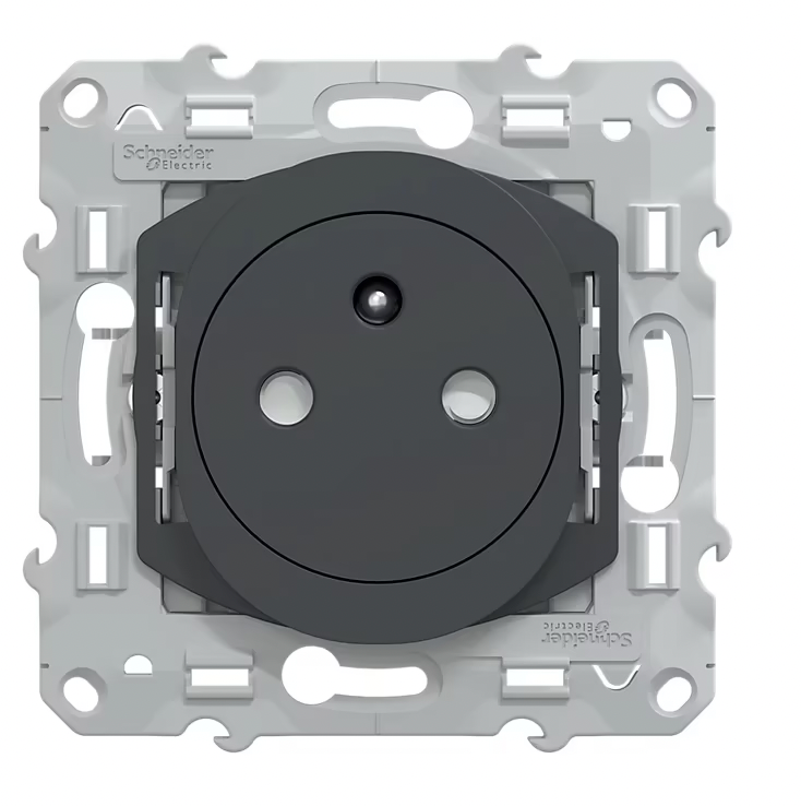 Prise de courant avec terre affleurante 16A Schneider Electric Ovalis anthracite