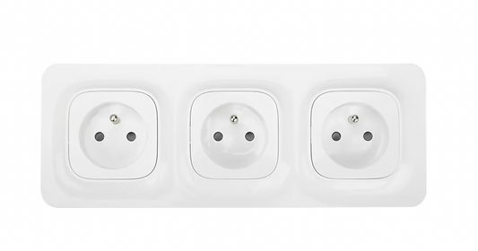 Triple prise avec terre Jacobsen Kennet blanc complet