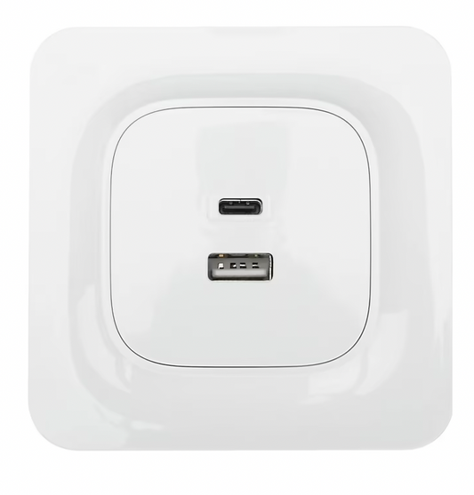 Double prise USB-A+C Jacobsen Kennet blanc complet