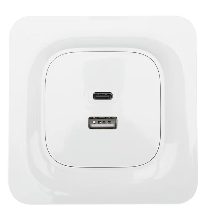 Double prise USB-A+C Jacobsen Kennet blanc complet