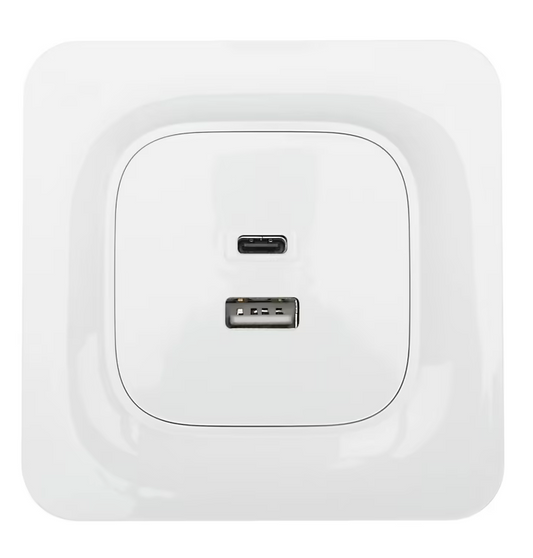 Double prise USB-A+C Jacobsen Kennet blanc complet