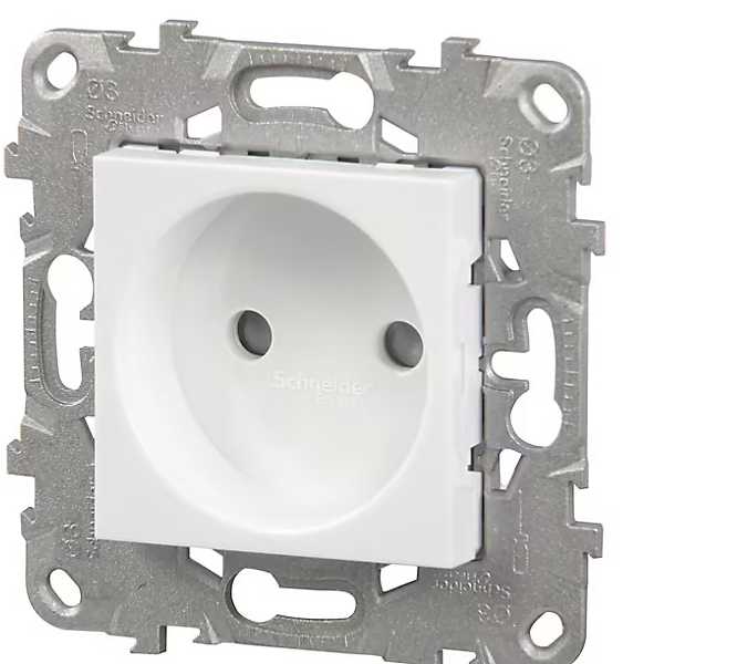 Mécanisme prise 2 pôles Schneider Electric Unica Déco blanc
