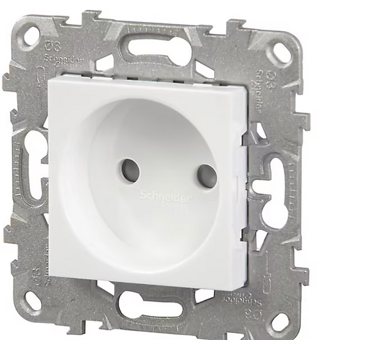 Mécanisme prise 2 pôles Schneider Electric Unica Déco blanc