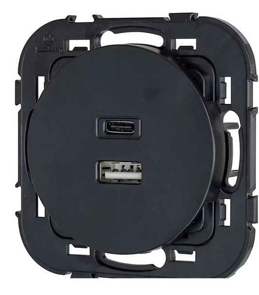 Double prise USB-A+C Jacobsen Espen noir à composer