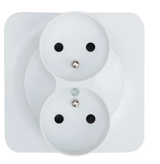 Double prise avec terre Jacobsen Espen blanc composable