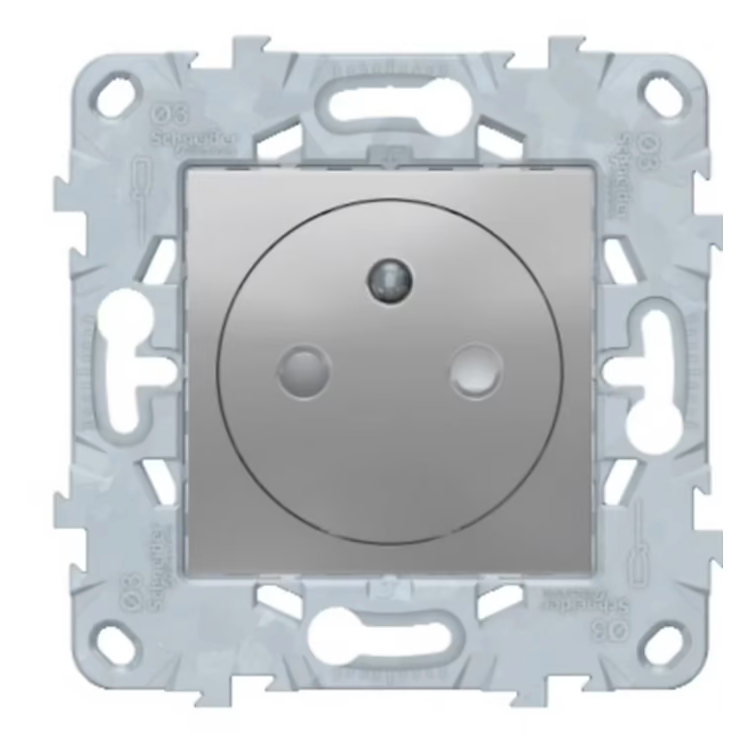 Mécanisme prise avec terre affleurante Schneider Electric Unica Déco aluminium