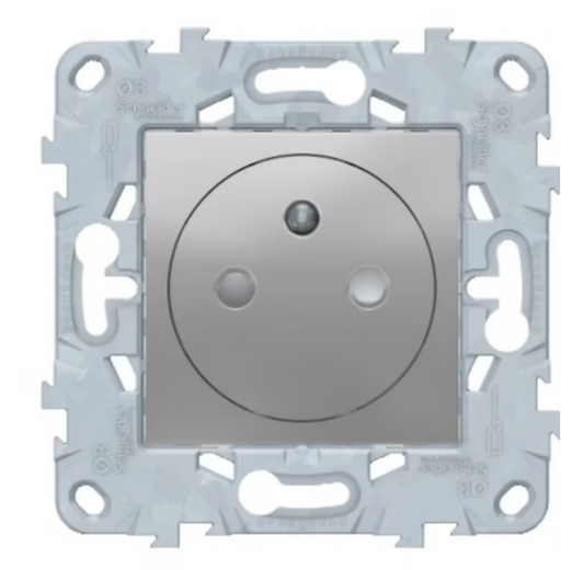 Mécanisme prise avec terre affleurante Schneider Electric Unica Déco aluminium