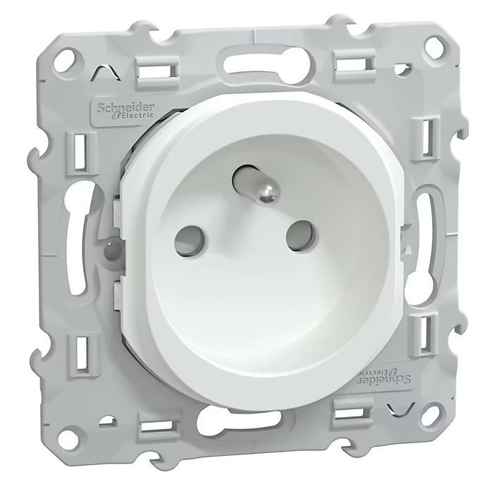 Prise avec terre Schneider Electric Ovalis blanc