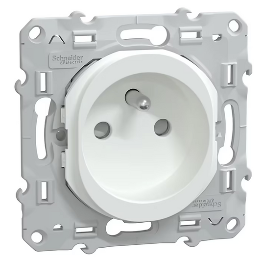 Prise avec terre Schneider Electric Ovalis blanc