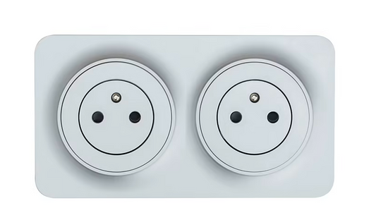 Double prise avec terre prêt câblée Jacobsen Espen aluminium composable