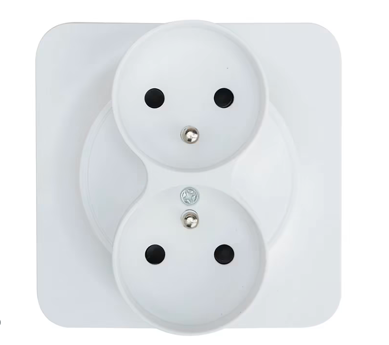 Double prise avec terre Jacobsen Espen blanc composable