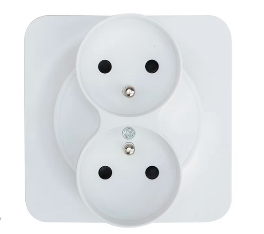 Double prise avec terre Jacobsen Espen blanc composable