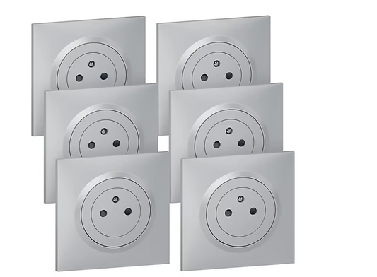 Prise avec terre Legrand Dooxie aluminium, lot de 6