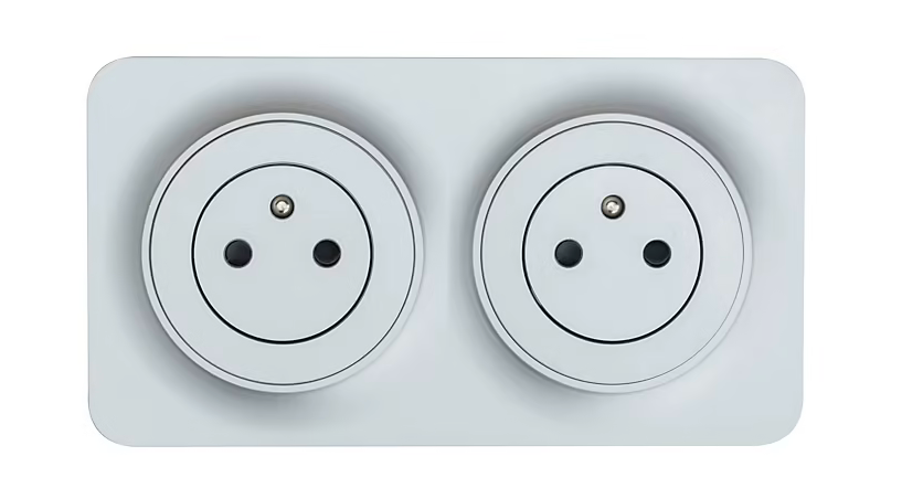 Double prise avec terre prêt câblée Jacobsen Espen aluminium composable