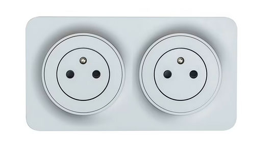 Double prise avec terre prêt câblée Jacobsen Espen aluminium composable