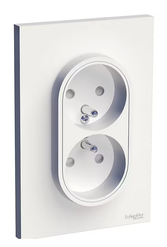 Prise double avec terre complète Schneider Electric Odace blanc