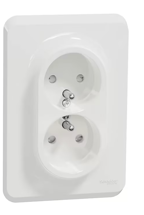 Prise double avec terre Schneider Electric Unica Déco blanc