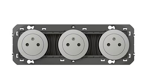 Triple prise 2 pôles + terre Legrand Dooxie aluminium carrée à composer