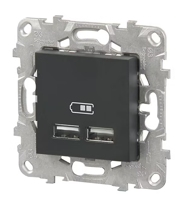 Mécanisme prise usb double Schneider Electric Unica Déco anthracite