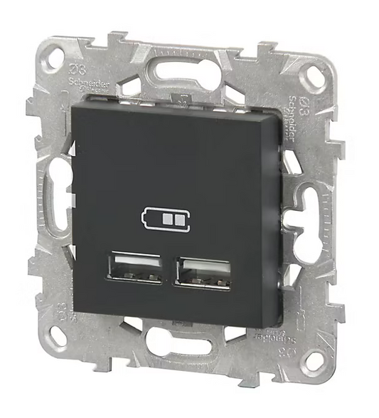 Mécanisme prise usb double Schneider Electric Unica Déco anthracite