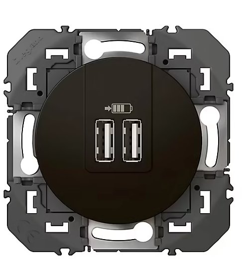 Prise double USB-A Legrand Dooxie noir carrée