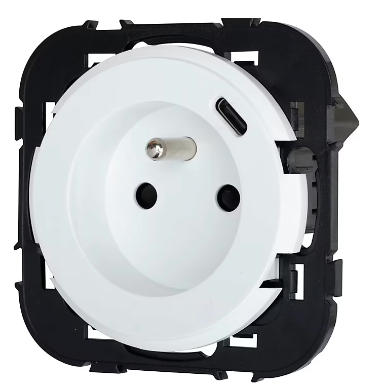 Prise avec terre + 1 x USB-C Jacobsen Espen blanc à composer