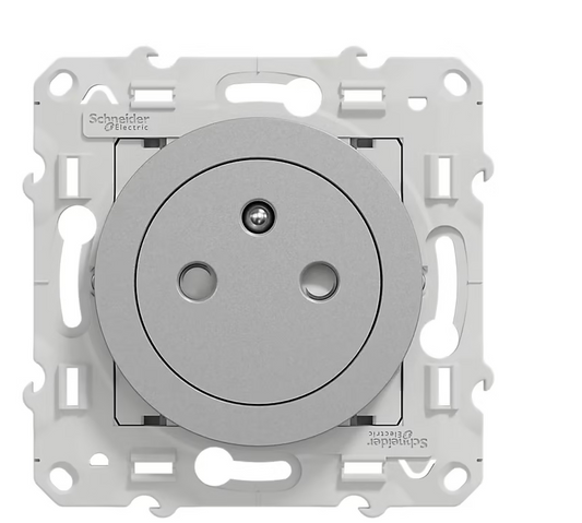 Prise de courant avec terre affleurante 16A Schneider Electric Odace aluminium