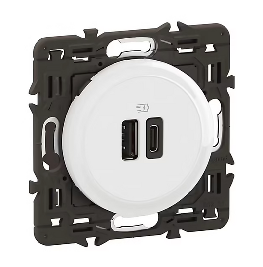Prise double USB-A/C Legrand Céliane blanc