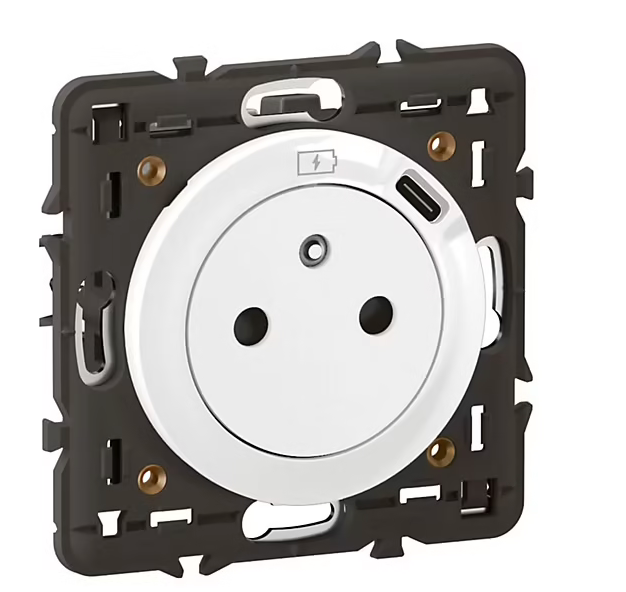 Prise de courant avec terre + 1 USB-C Legrand Céliane blanc