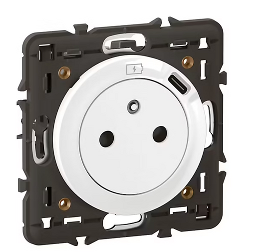 Prise de courant avec terre + 1 USB-C Legrand Céliane blanc