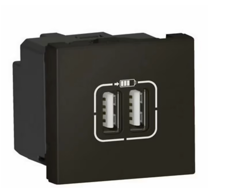 Mécanisme double prise USB Legrand Mosaïc noir