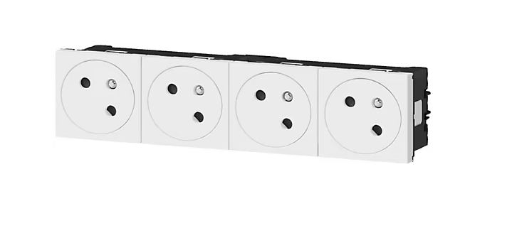 Bloc de prise de courant quadruple 16A 2P+T Legrand Mosaic surface