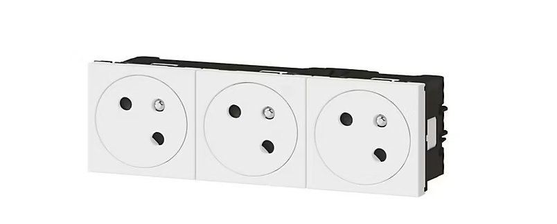 Bloc de prise de courant triple 16A 2P+T Legrand Mosaic surface