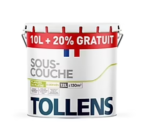 Sous-couche plaques de plâtre Tollens blanc 10L + 20% gratuit