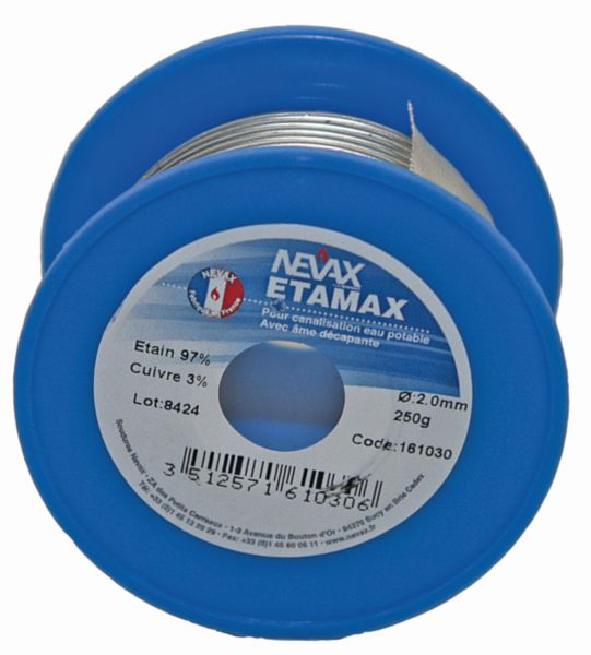 Fil d'étain ETAMAX avec décapant incorporéø 2 mm SN 97% bobine de 500 g