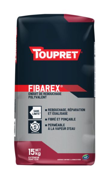 Enduit de rebouchage et de réparation extérieur fibré en poudre FIBAREX ® blanc sac de 15 kg