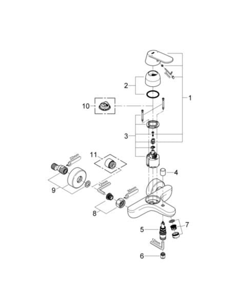 EUROSMART COSMOPOLITAN wall-mounted chrome bathtub mixer