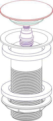 CLIC CLAC shiny chrome-plated brass drain for basin ø 63 mm 100 mm thread without overflow