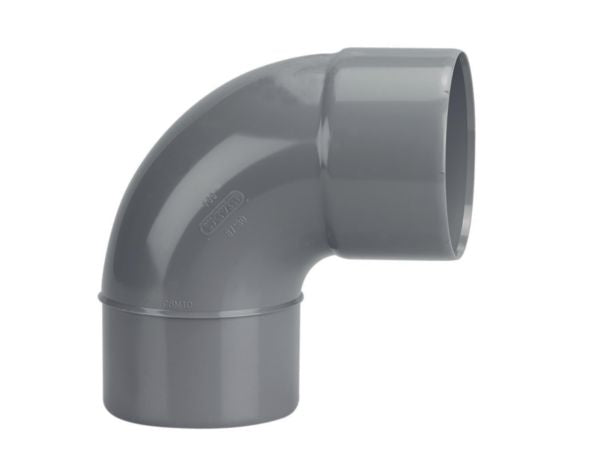 Coude PVC NF mâle-femelle 90° Ø 100 mm gris