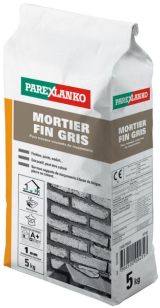 Mortier fin gris pour travaux courants de maçonnerie 5 kg