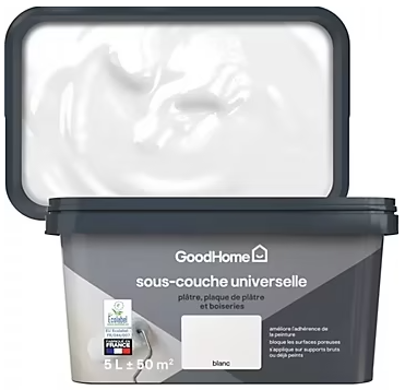Sous-couche universelle plâtre plaque de plâtre et boiseries blanc GoodHome 5L