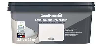 Sous-couche universelle plâque de plâtre et boiseries blanc GoodHome 2,5L