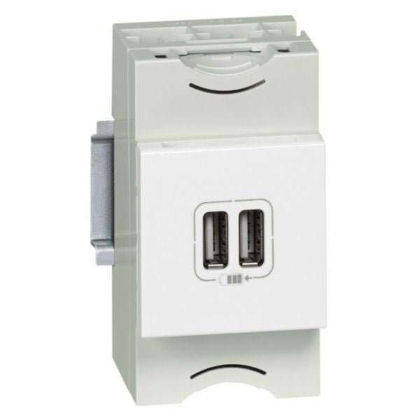 MOSAIC®2 USB charger socket 2 USB sockets in smooth white PVC 2 modules