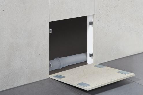 REMA invisible inspection hatch in tiled walls