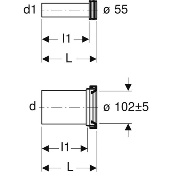 Connection sleeve kit for support frame L. 185 x Ø. 45 and Ø. 90 mm