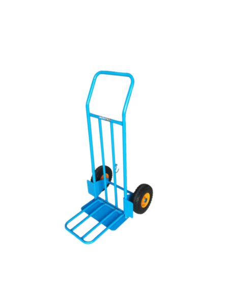 DOCKER blue hand truck with folding flap, ø 260 mm wheels, maximum load of 250 kg 