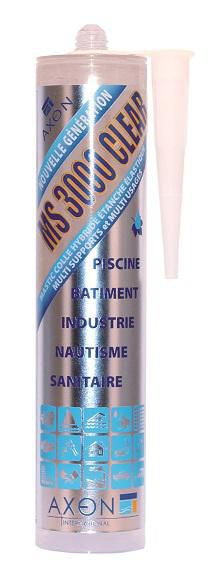 Mastic-colle multi-usage MS 3000 CLEAR transparent hybride et étanche de 290 ml