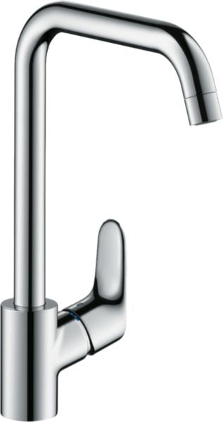 FOCUS chrome kitchen mixer tap with 3-level swivel spout, flow rate 12 l/min