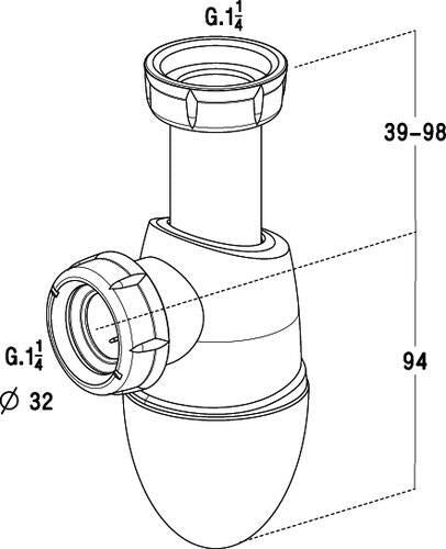 Siphon bi-matière EASYPHON pour vidage lavabo et bidet avec joints intégrés 32 x 42