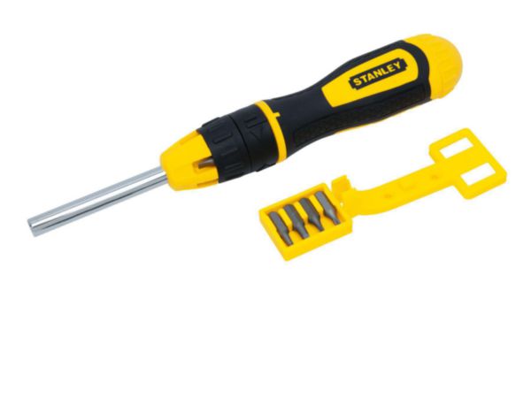 Screwdriver with ratchet bit holder with anti-corrosion chrome blade with 10 bits